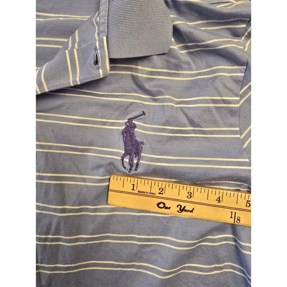 Polo Ralph Lauren Mens XL Pima Cotton Striped Polo Shirt Blue Custom Fit 5069‎